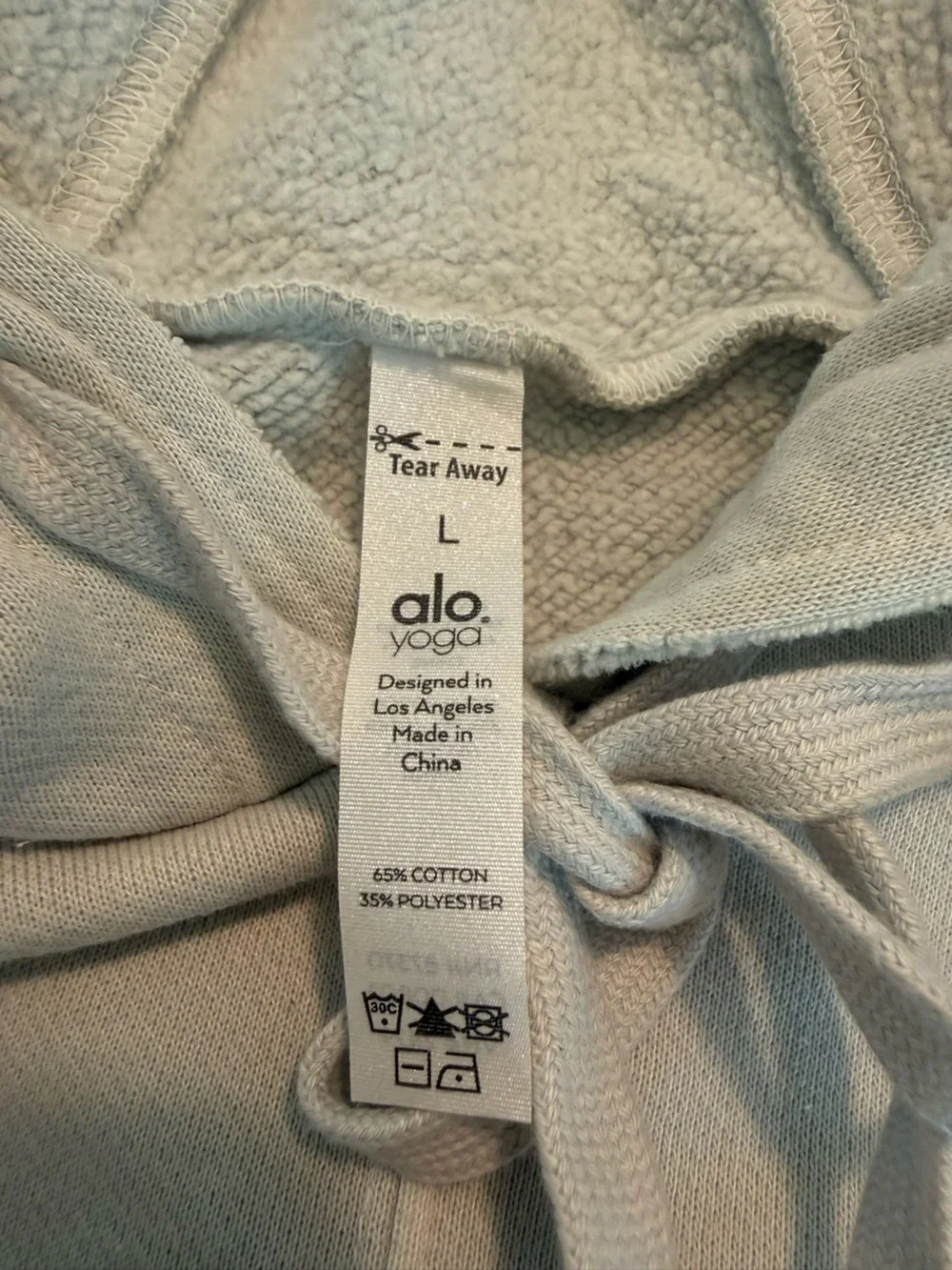 NWT ALO Yoga Washed Edge Hoodie in Chalk like Gray Cropped Boxy Large